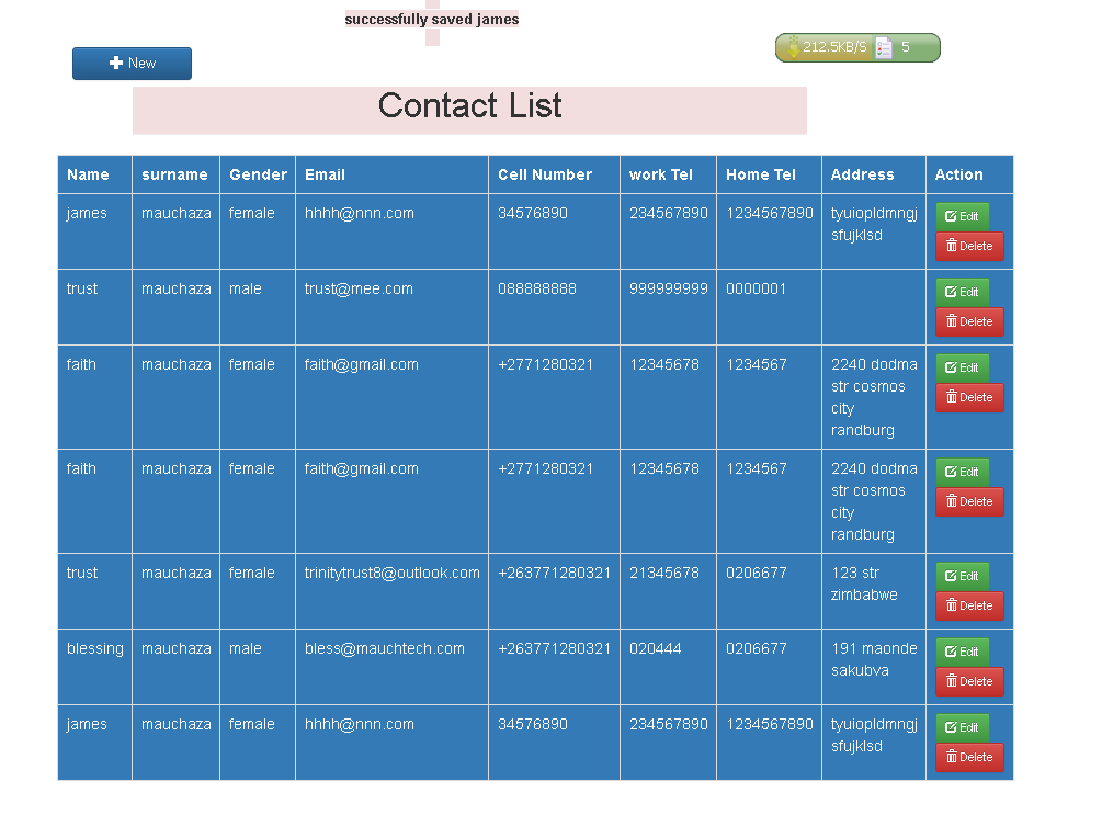 view contacts 0 - Contact Form System in PHP with Bootstrap, MySQL and JavaScript - Free Source Code