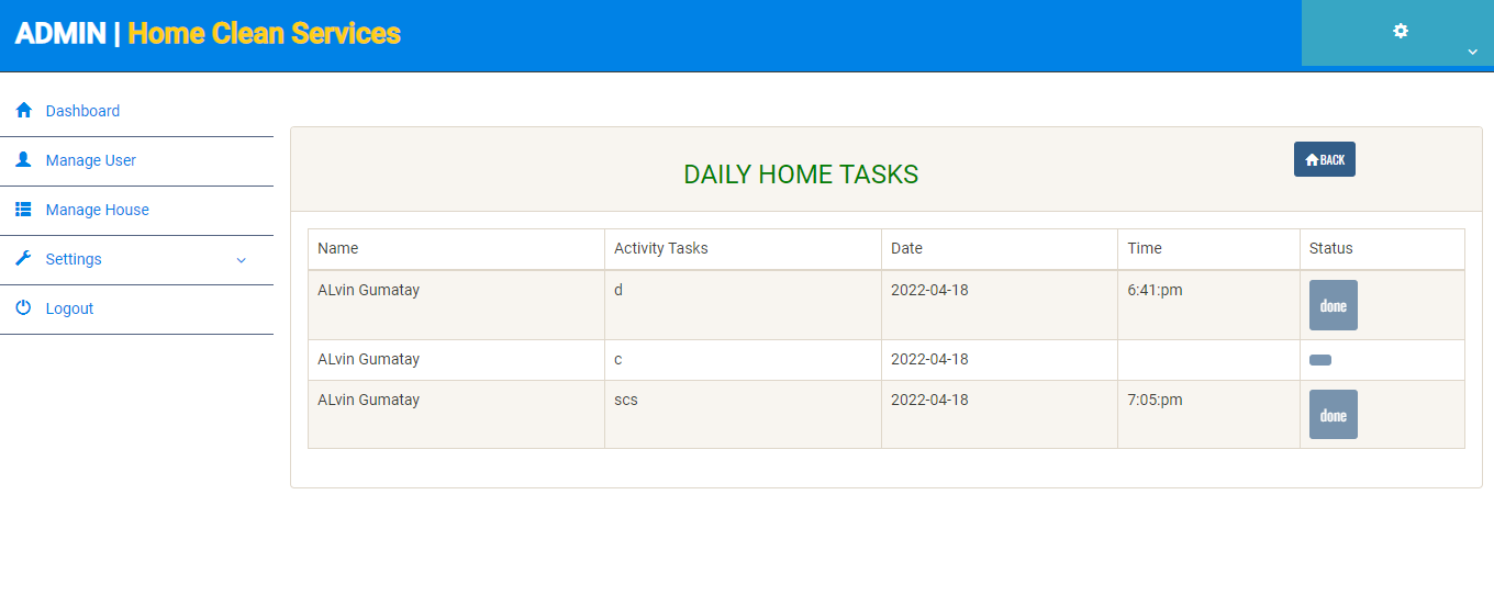 Home Clean Services System
