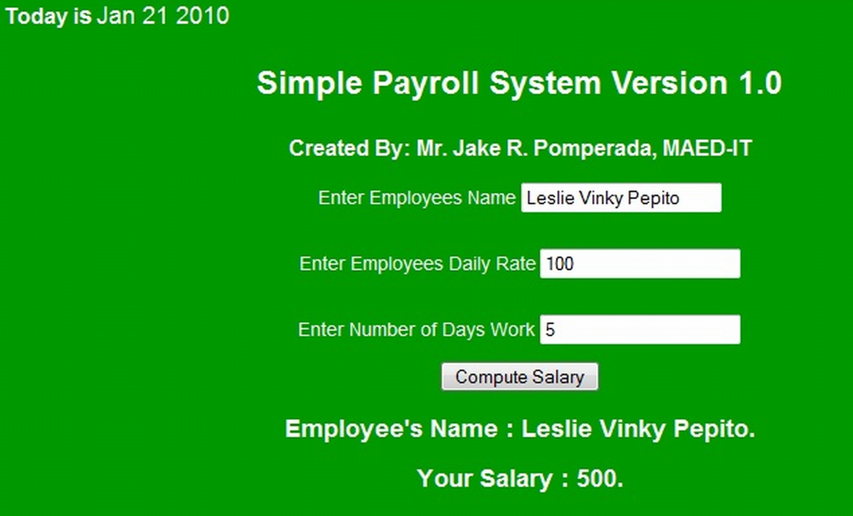 Simple Payroll System Version 1.0 | SourceCodester