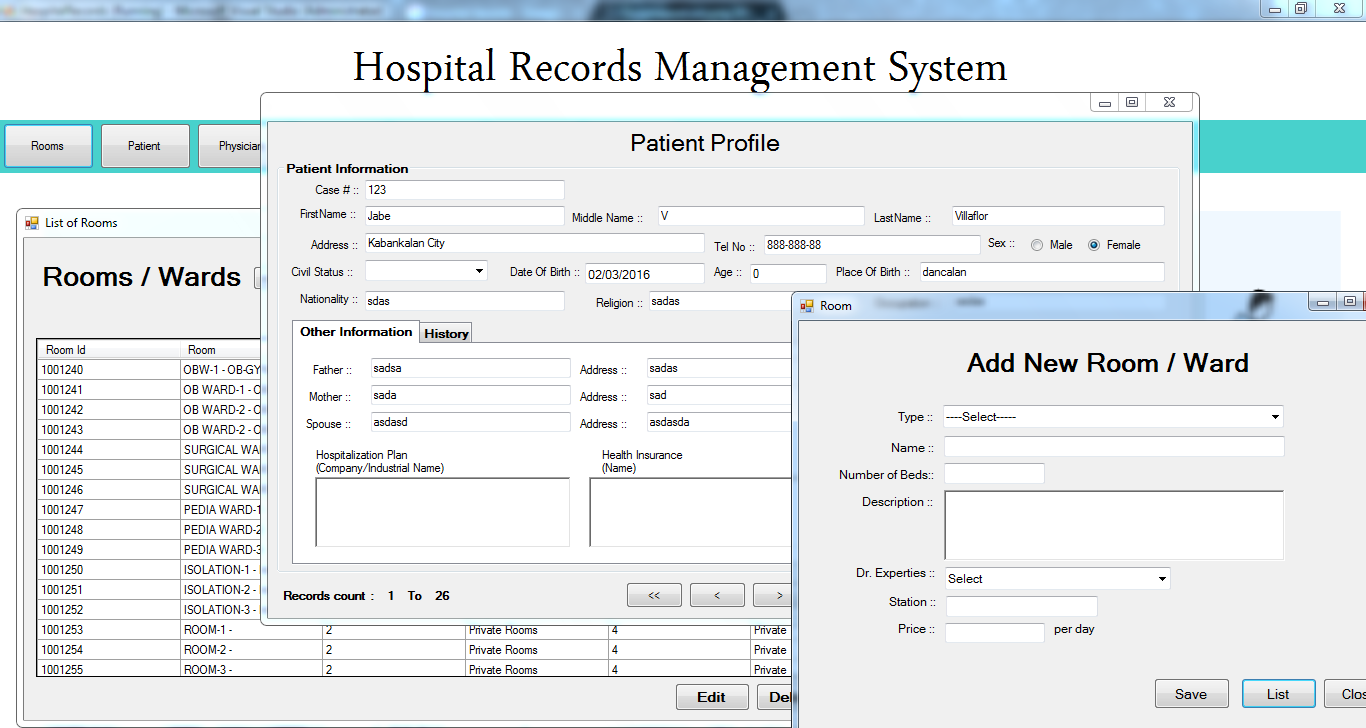 simple hospital management system project in java