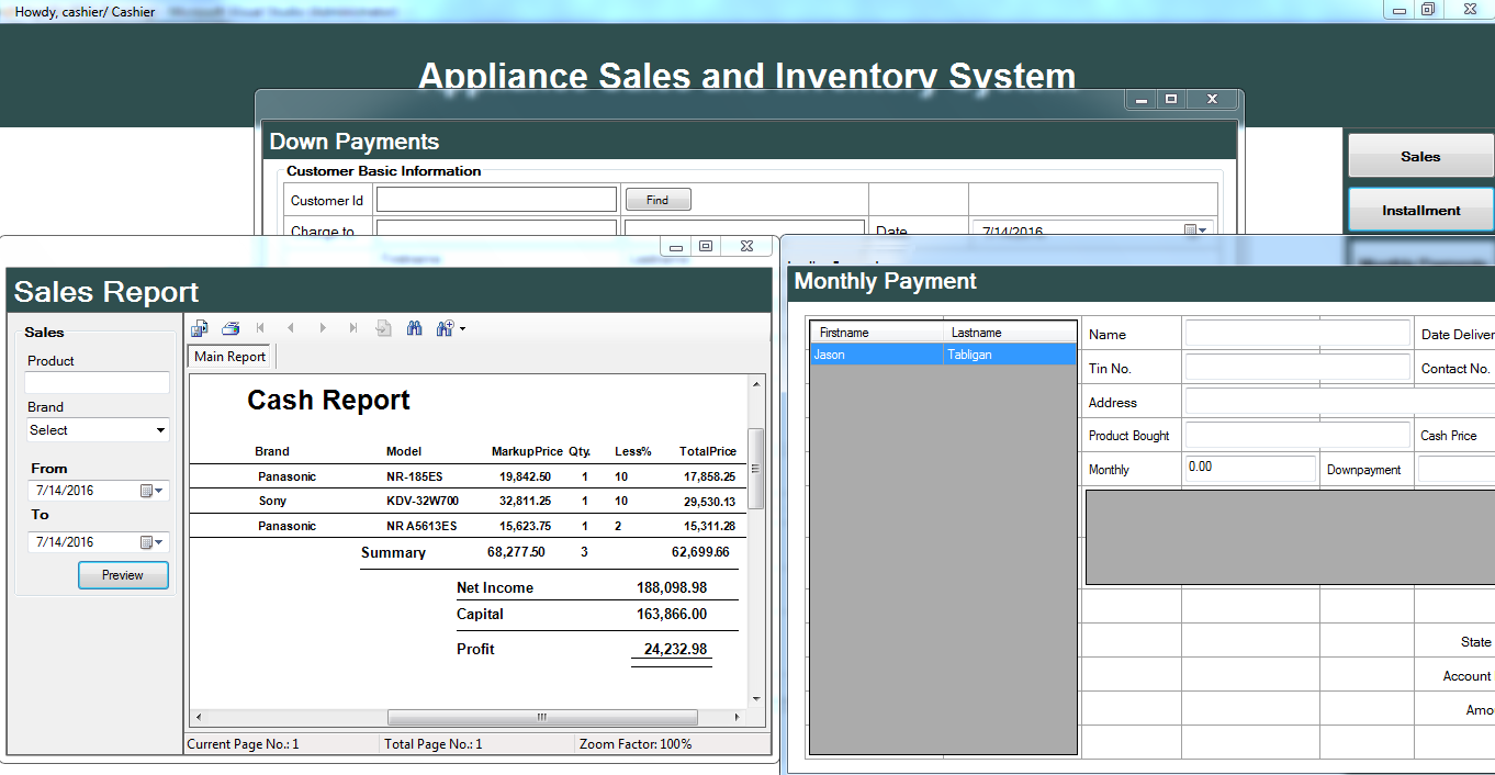 This is a project of my younger brother entitled sales and inventory system for a particular store programmed through in c# and ms sql server after downloading it, you will need a program like winzip to decompress it. Sales And Inventory System C# Source Code Free Download : Appliance Sales and Inventory System | Free Source Code ...