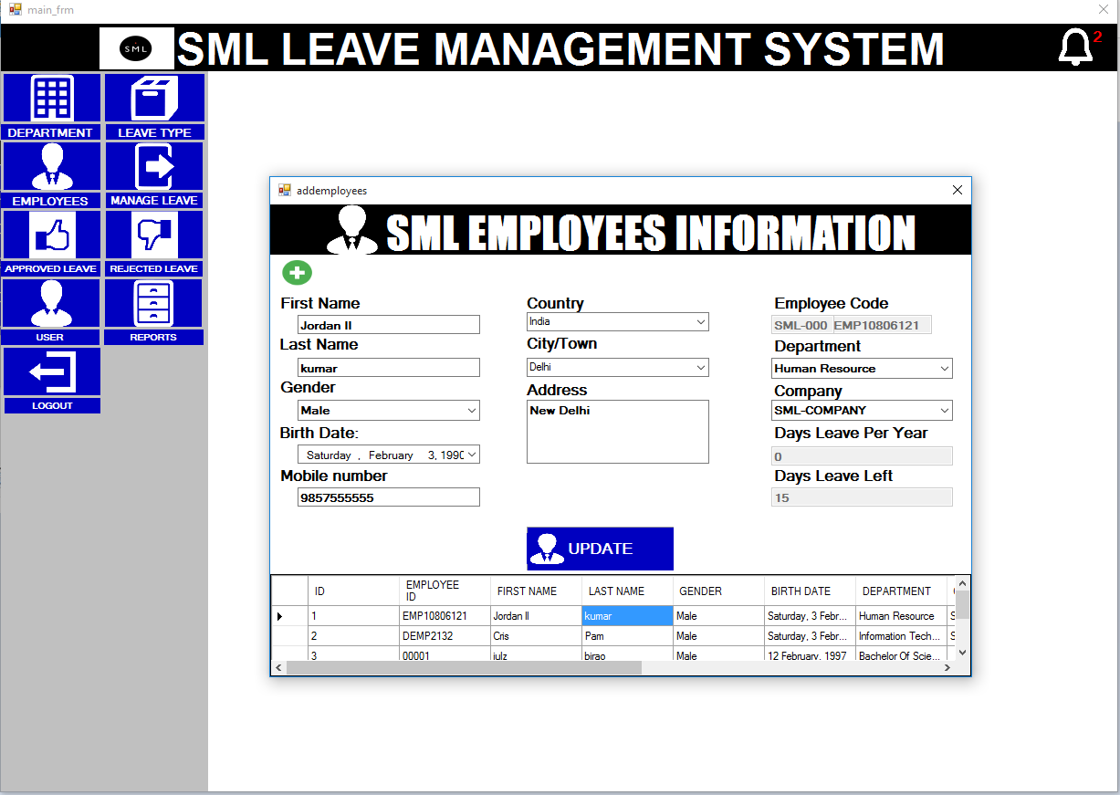 employee information - Complete Employee Leave Management System Source Code and Documents - Free Source Code