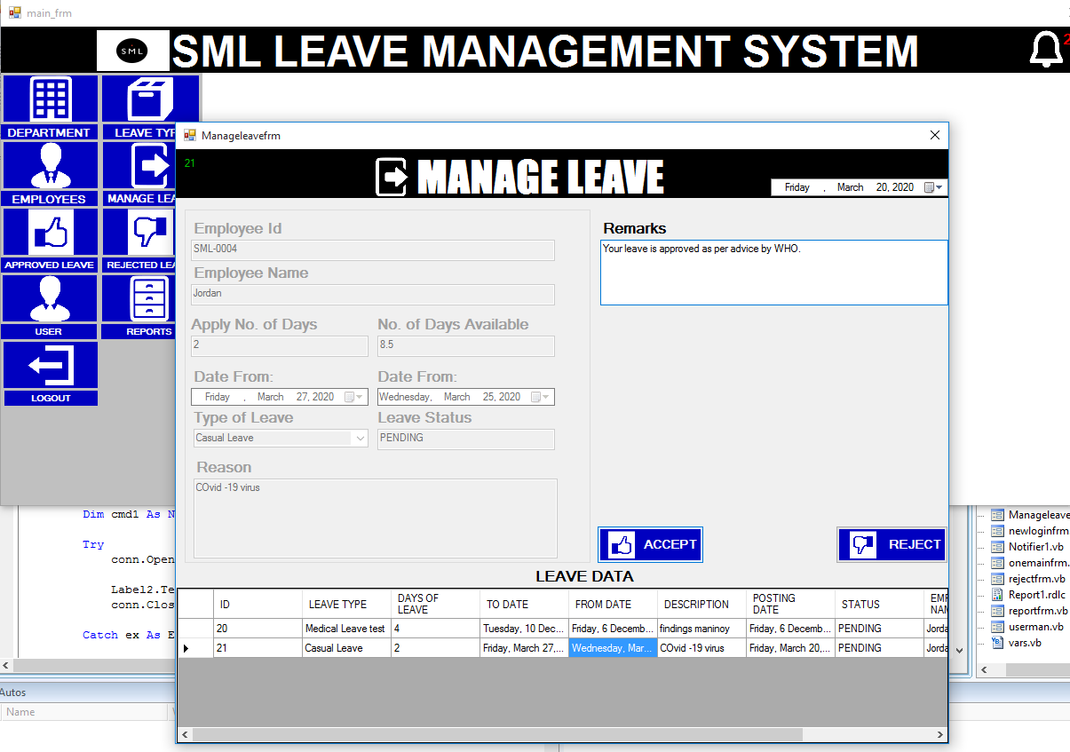 leave approval - Complete Employee Leave Management System Source Code and Documents - Free Source Code