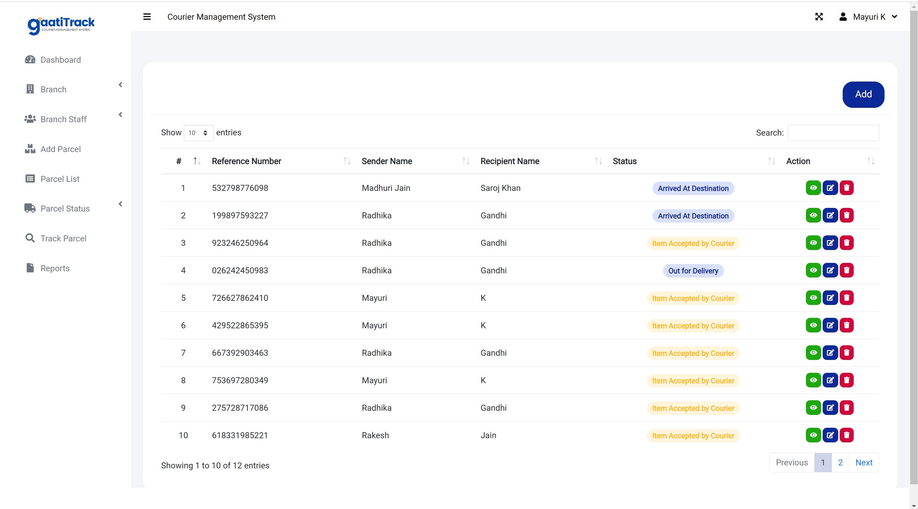 courier management system php