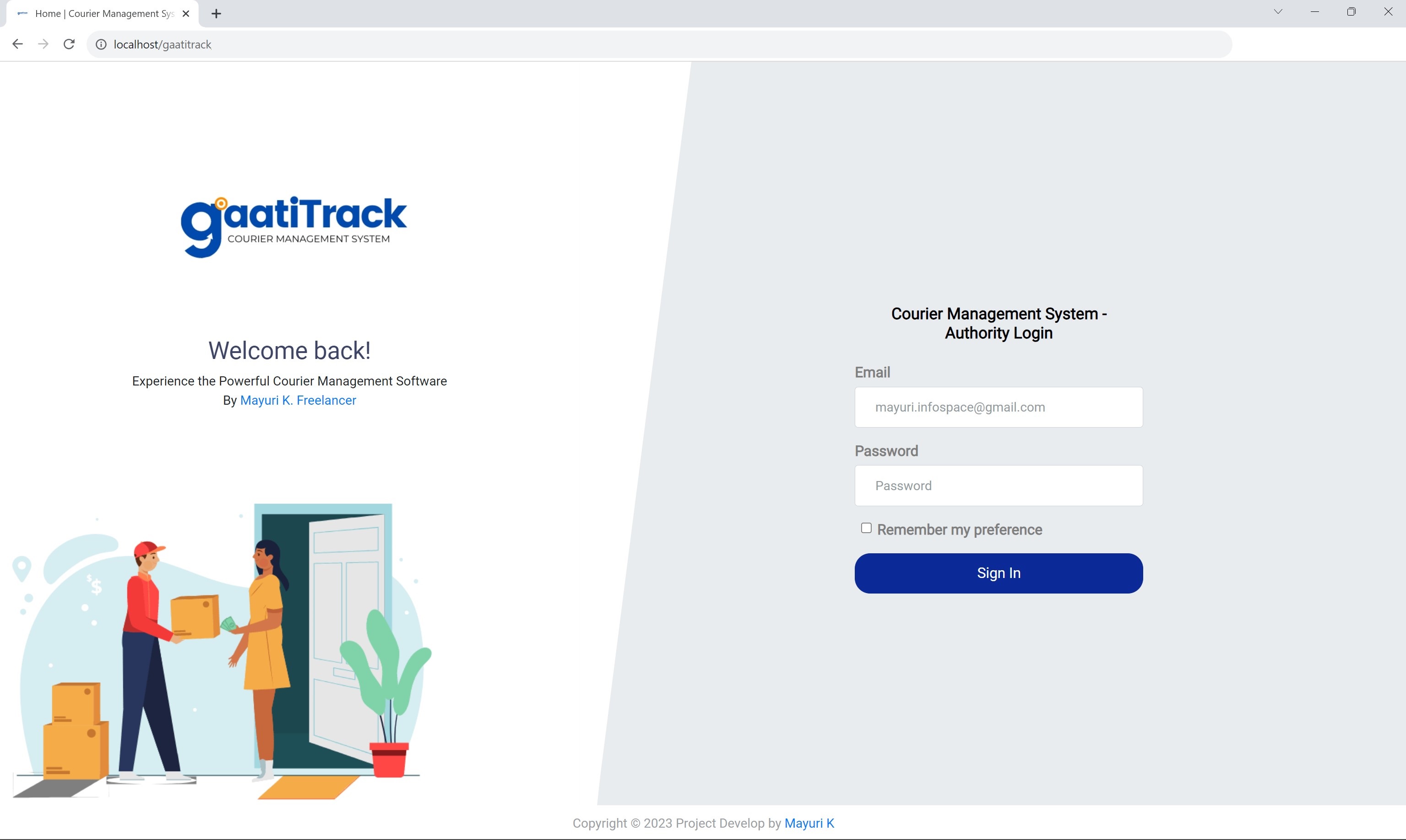 courier management system project in php