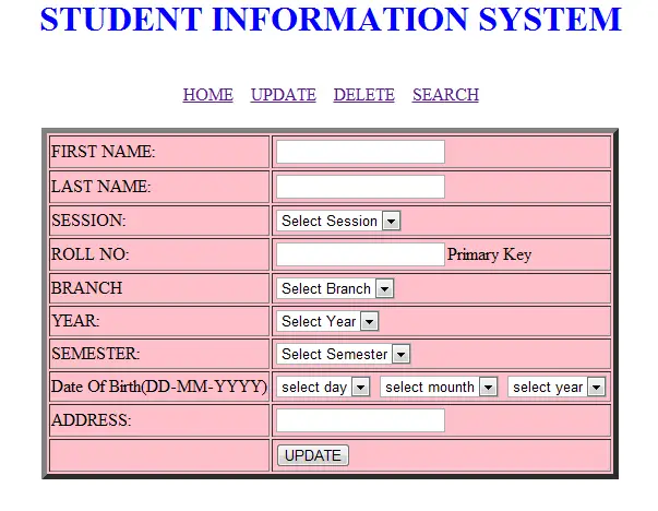 student information system sample