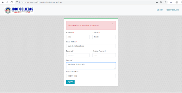 Online Enrollment System using Codeigniter