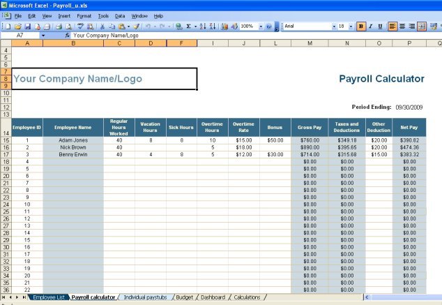Excel Payroll Template Free Source Code Projects And Tutorials