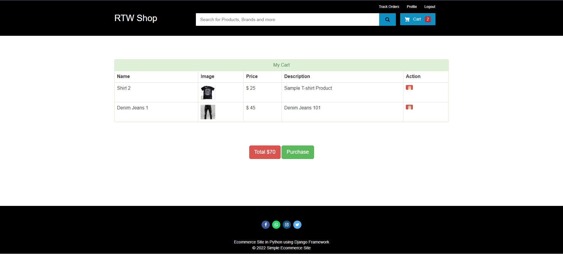 RTW Shop - eCommerce Site