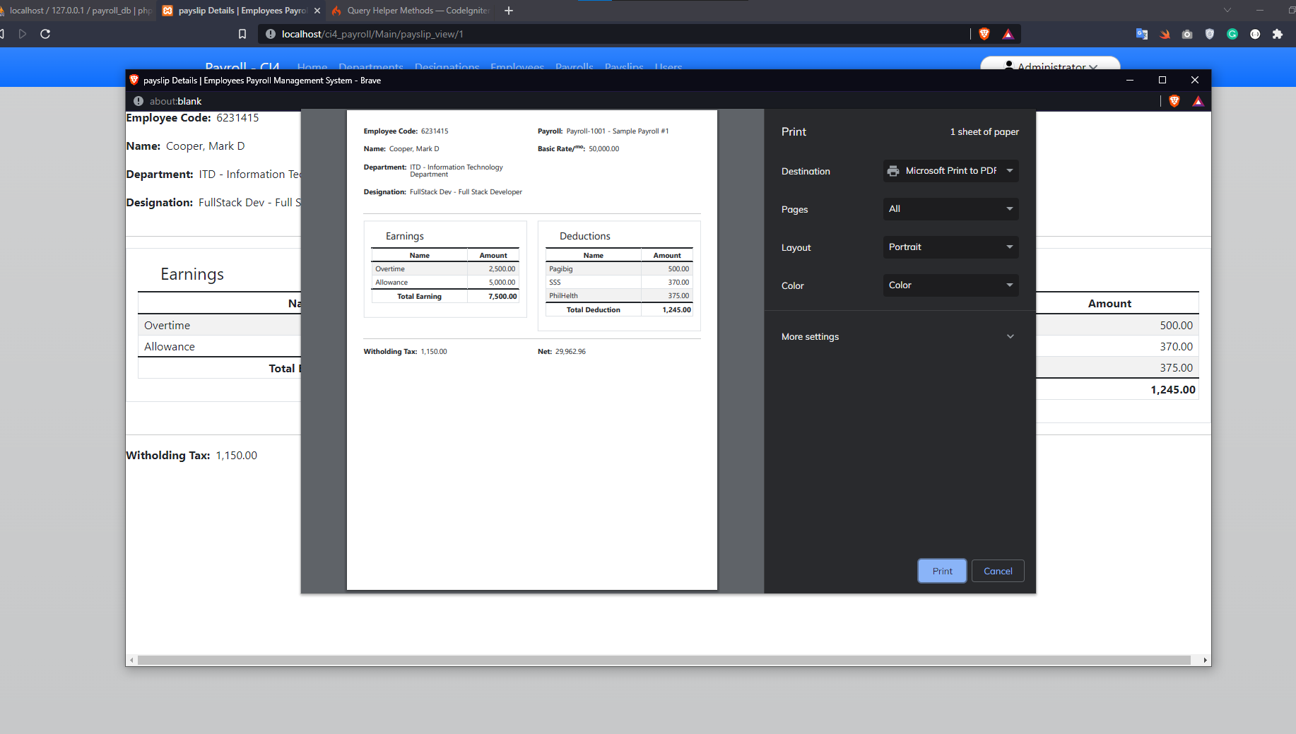 Employees Payroll Management System