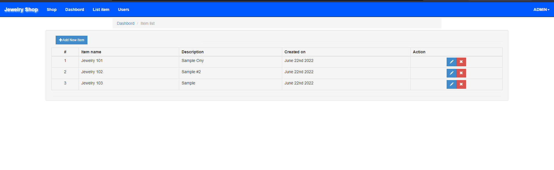 Simple Online Jewelry Shop Management System