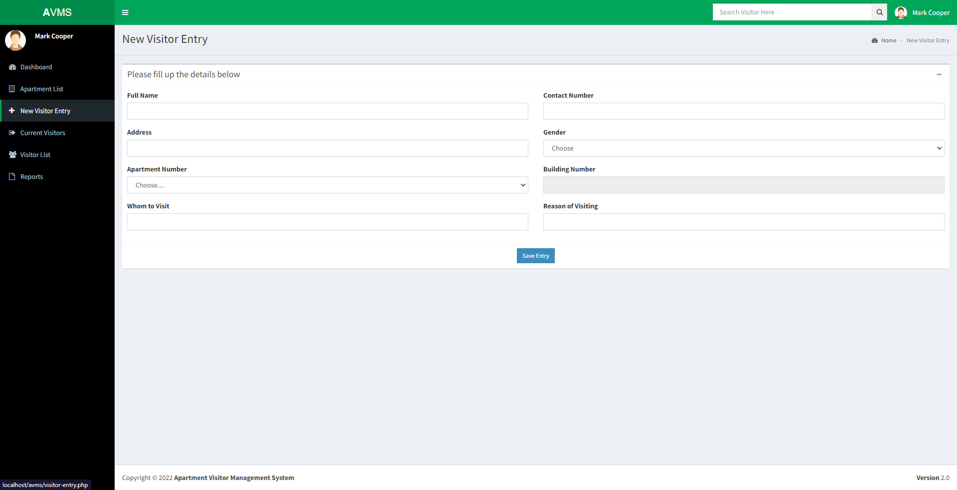Apartment Visitors Management System