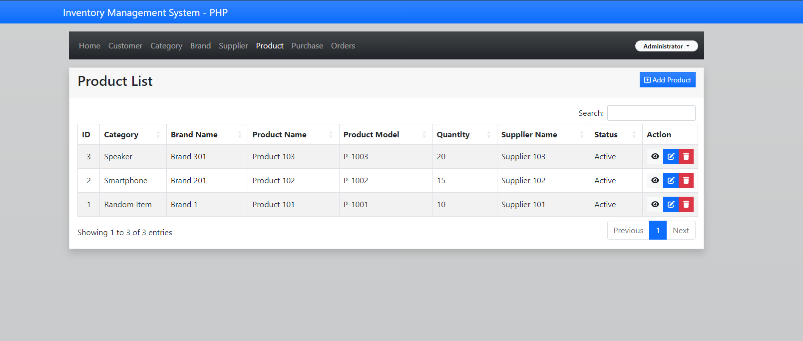 Simple Inventory Management System