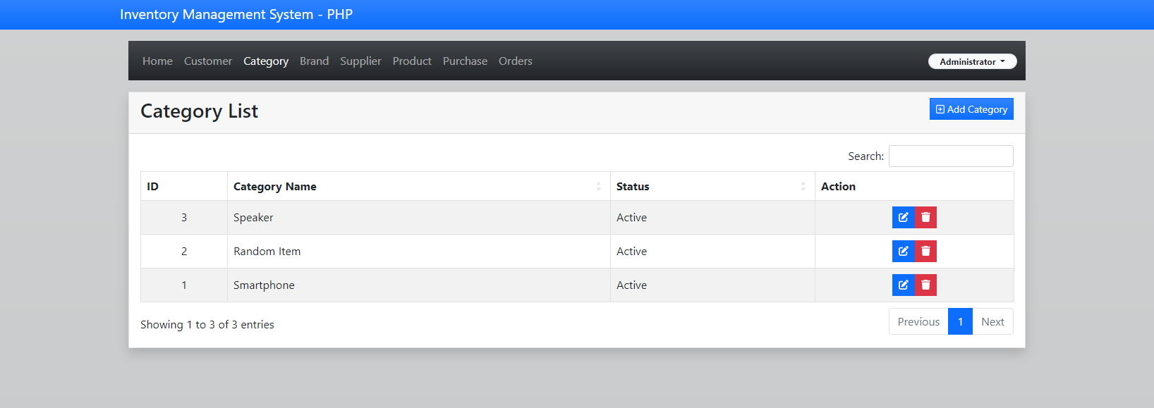 Simple Inventory Management System