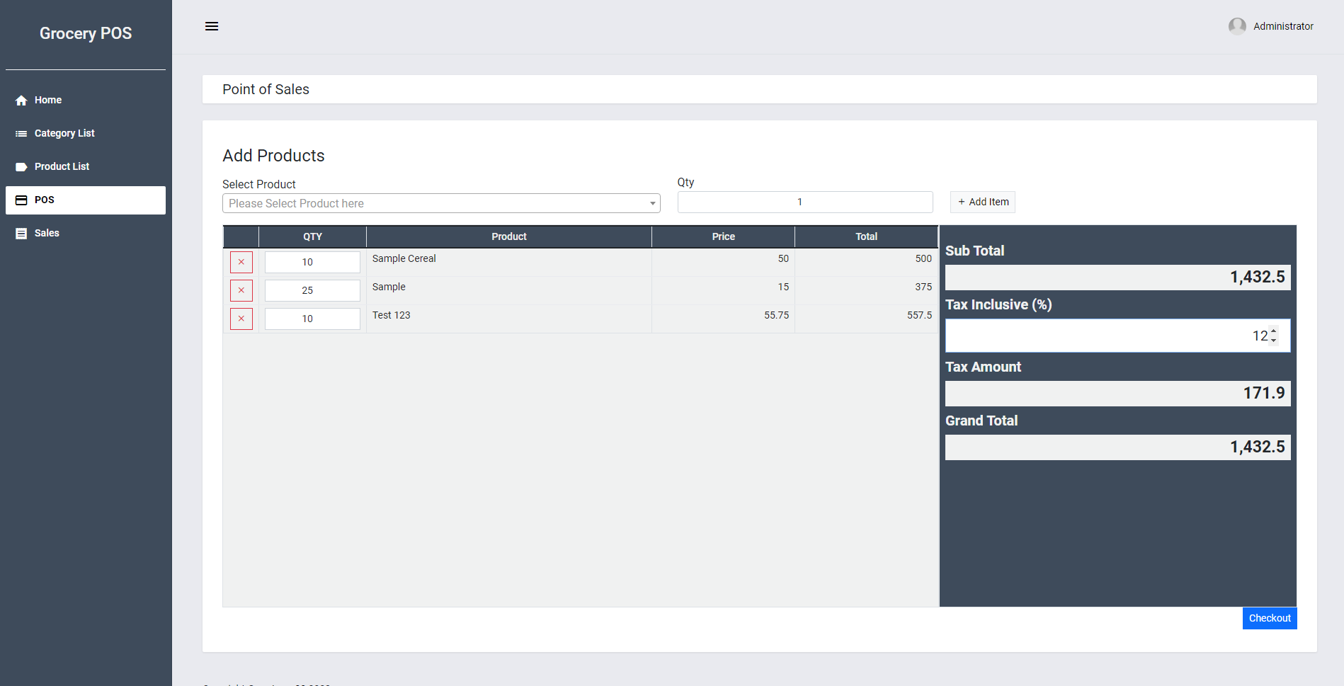 Grocery Point of Sale System Project