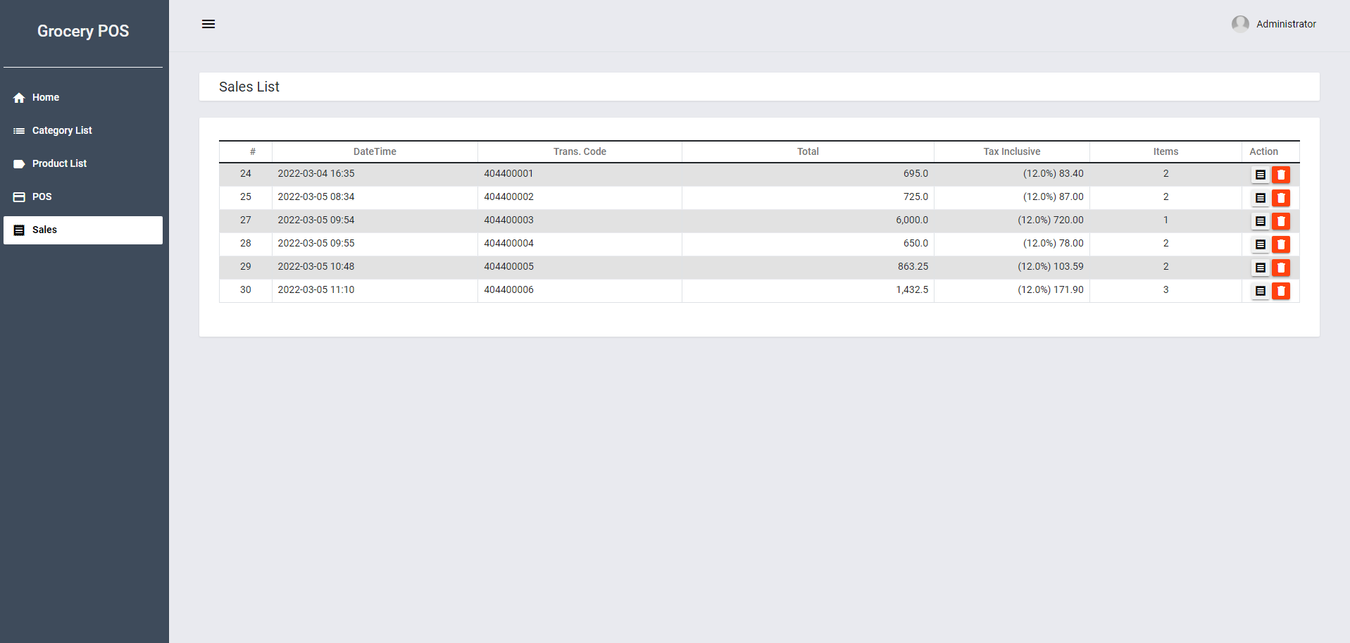 Grocery Point of Sale System Project