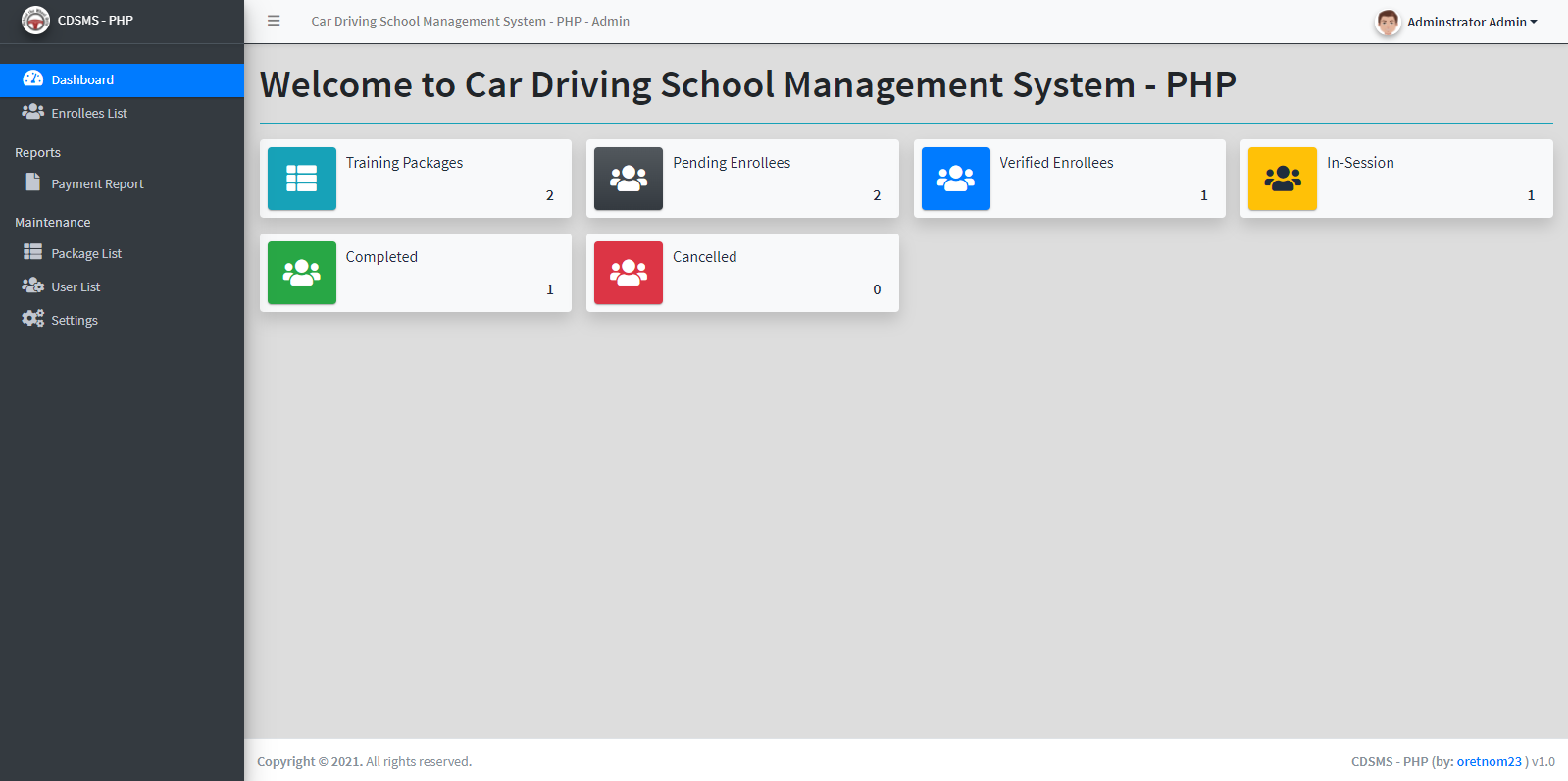 Car Driving School Management System