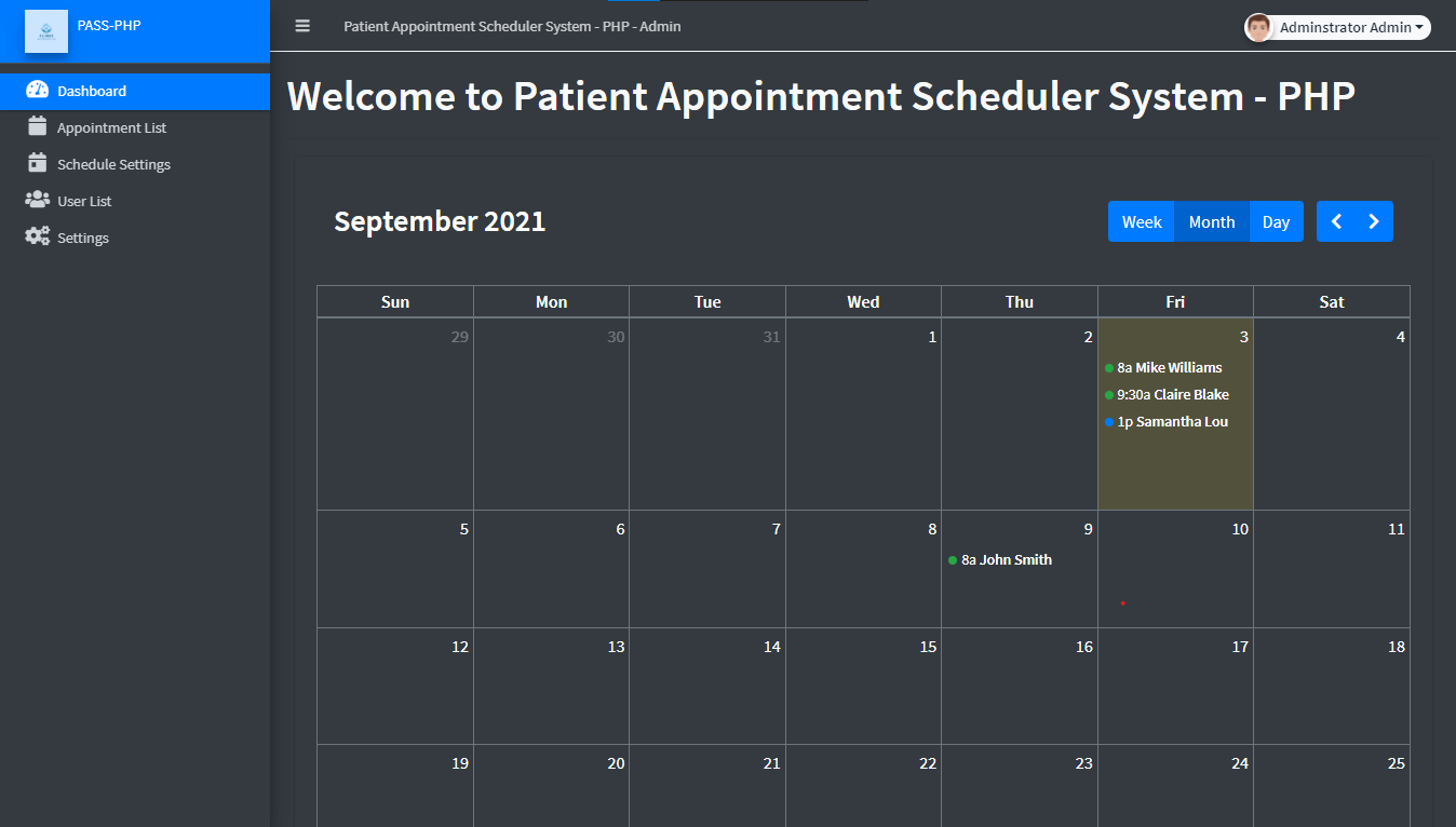 Patient Appointment Scheduler System using PHP FREE Source Code
