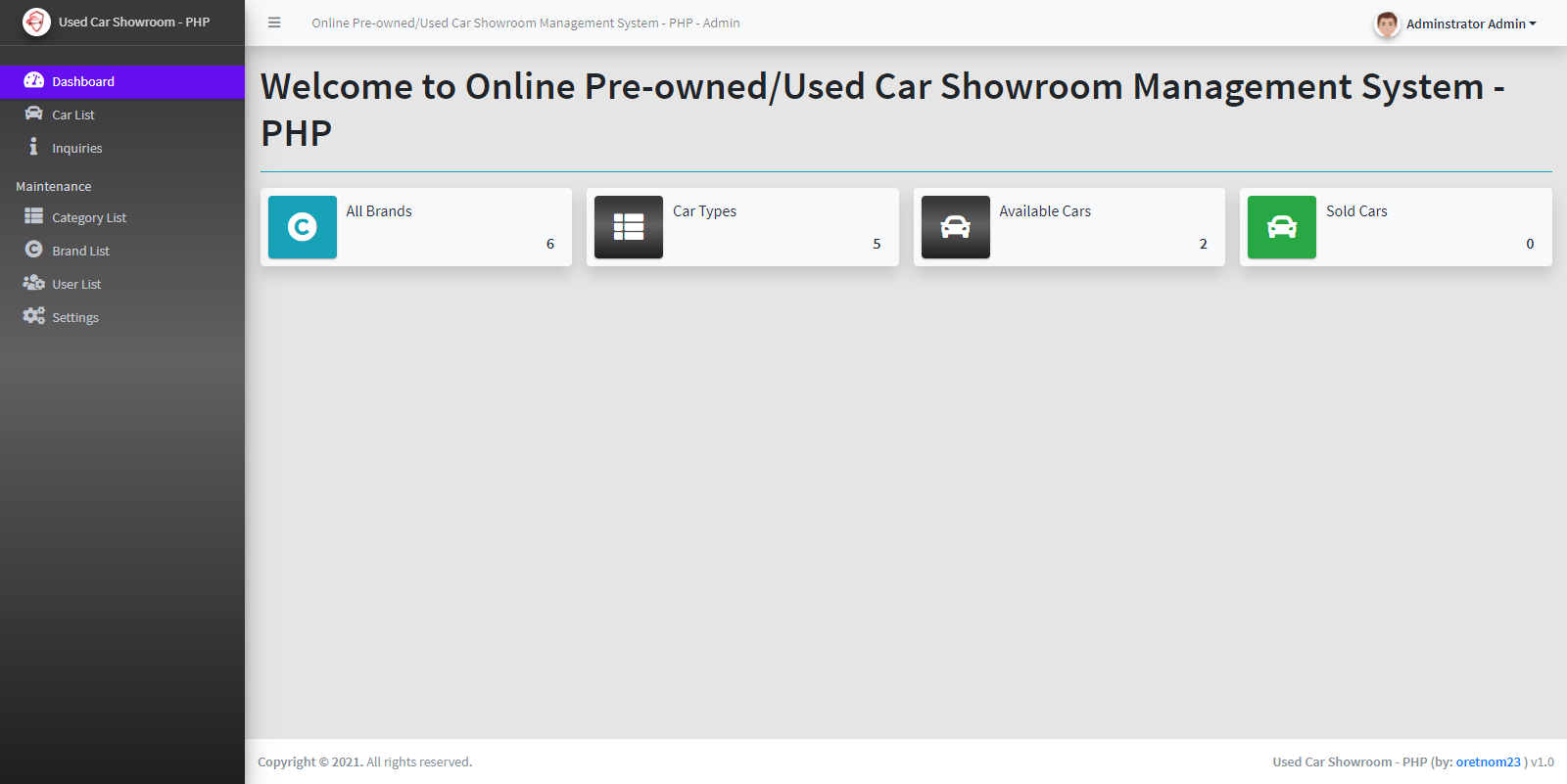 Online Pre-owned/Used Car Showroom Management System