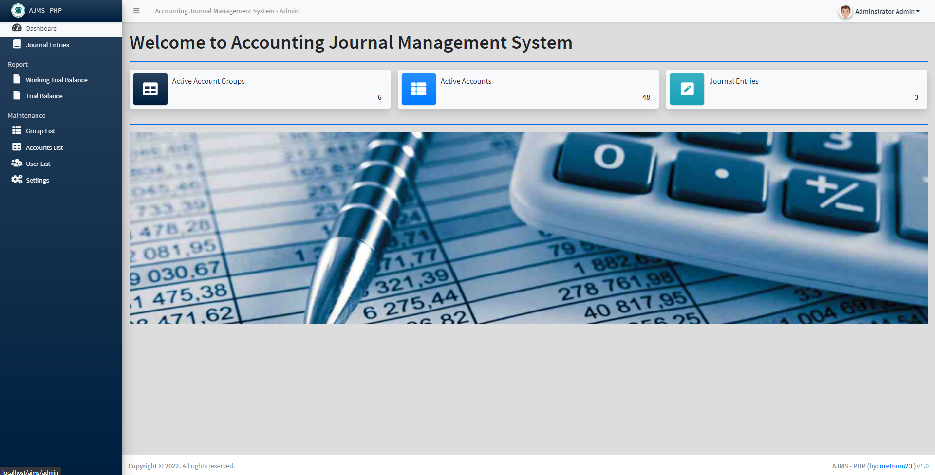 Accounting Journal Management System with Trial balance