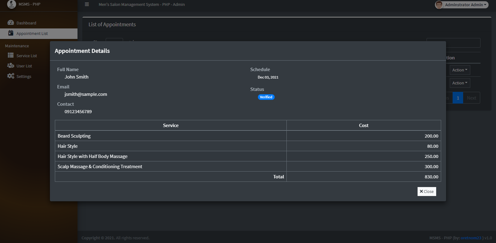 Online Men's Salon Management System