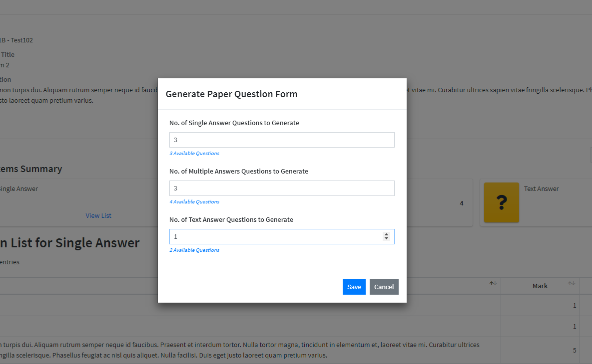 Automatic Question Paper Generator System