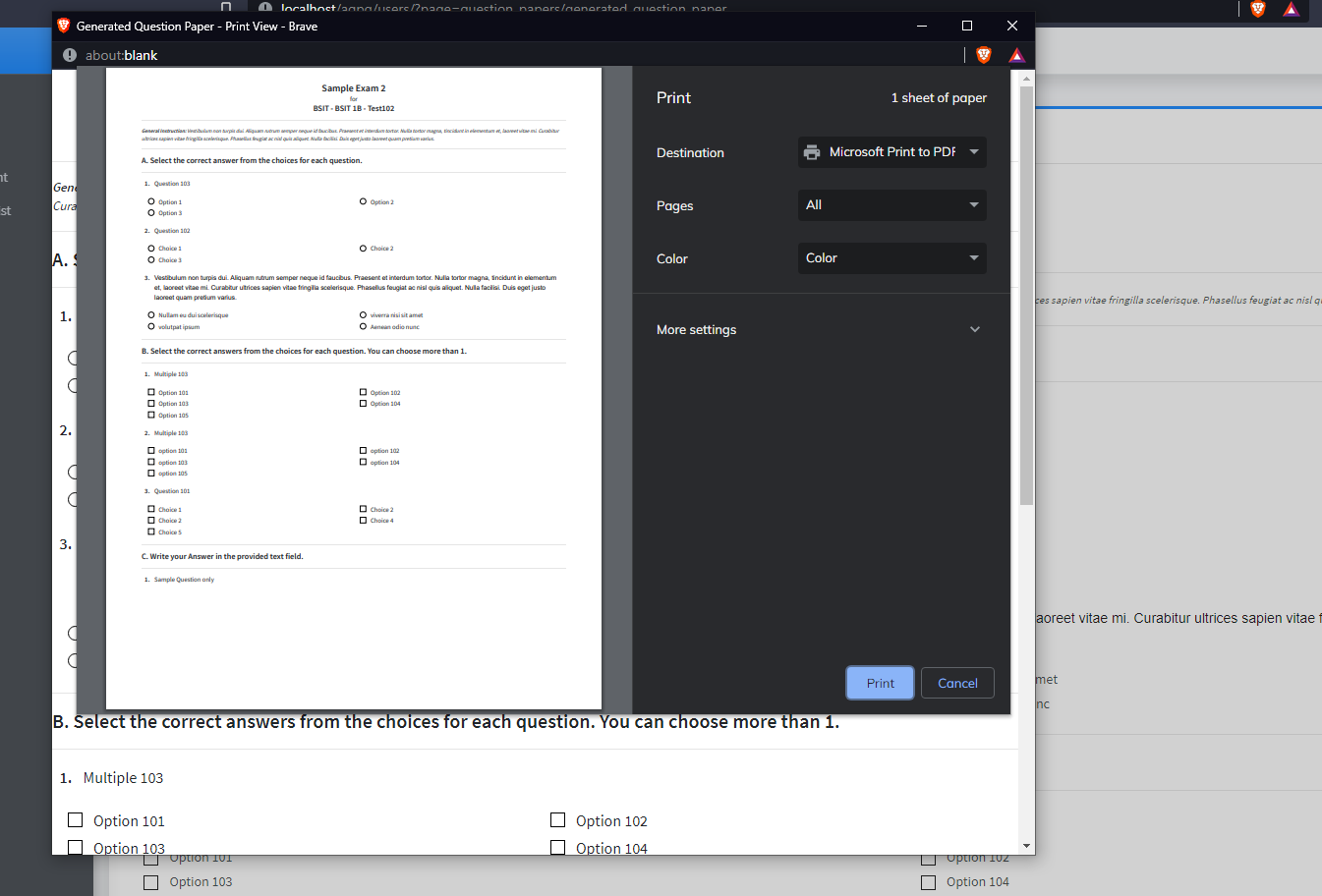 Automatic Question Paper Generator System