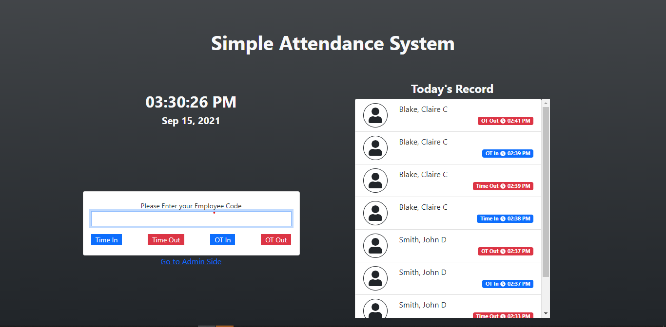 Simple Attendance System in PHP and SQLite Free Source Code