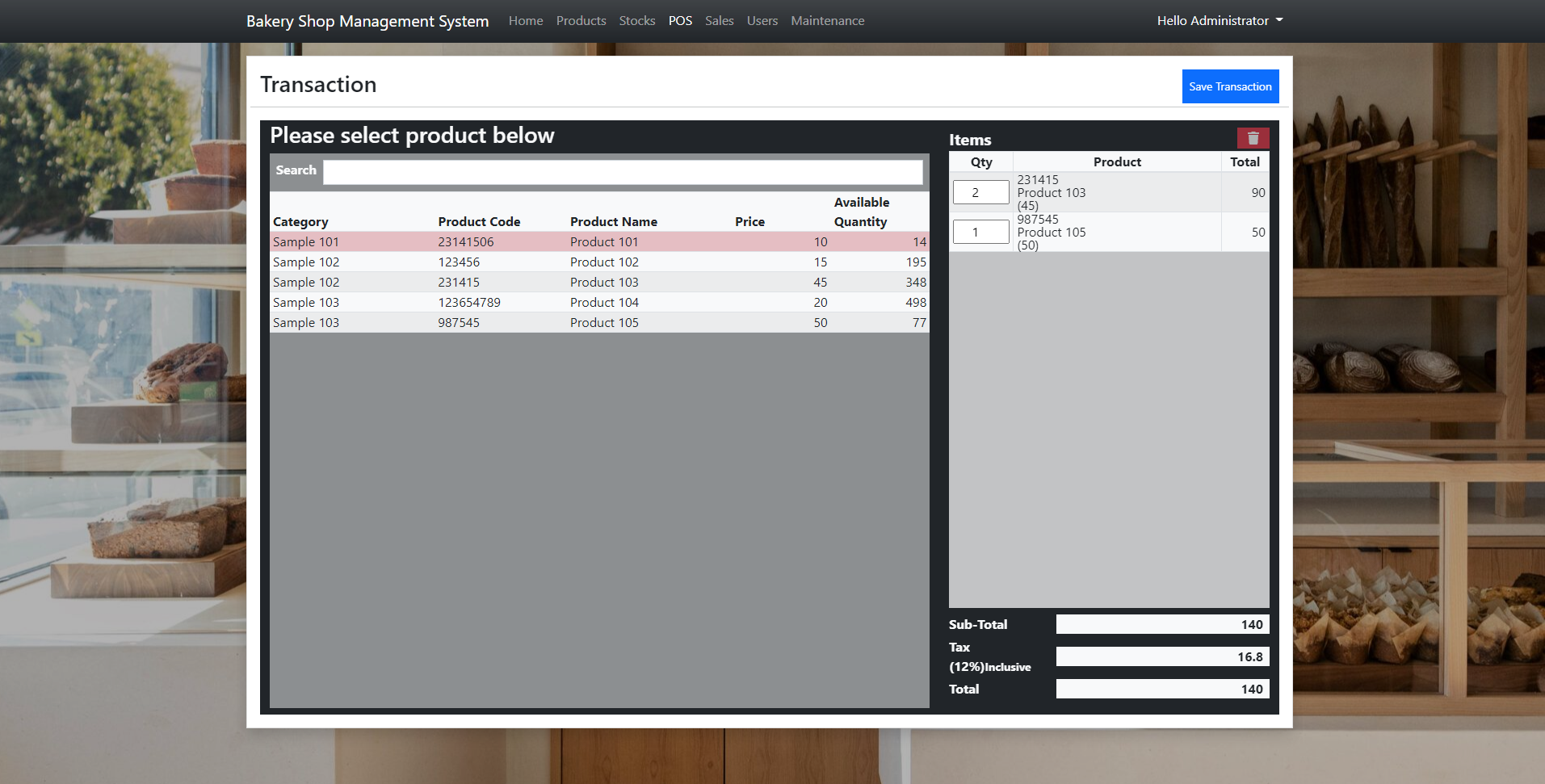 Bakery Shop Management System