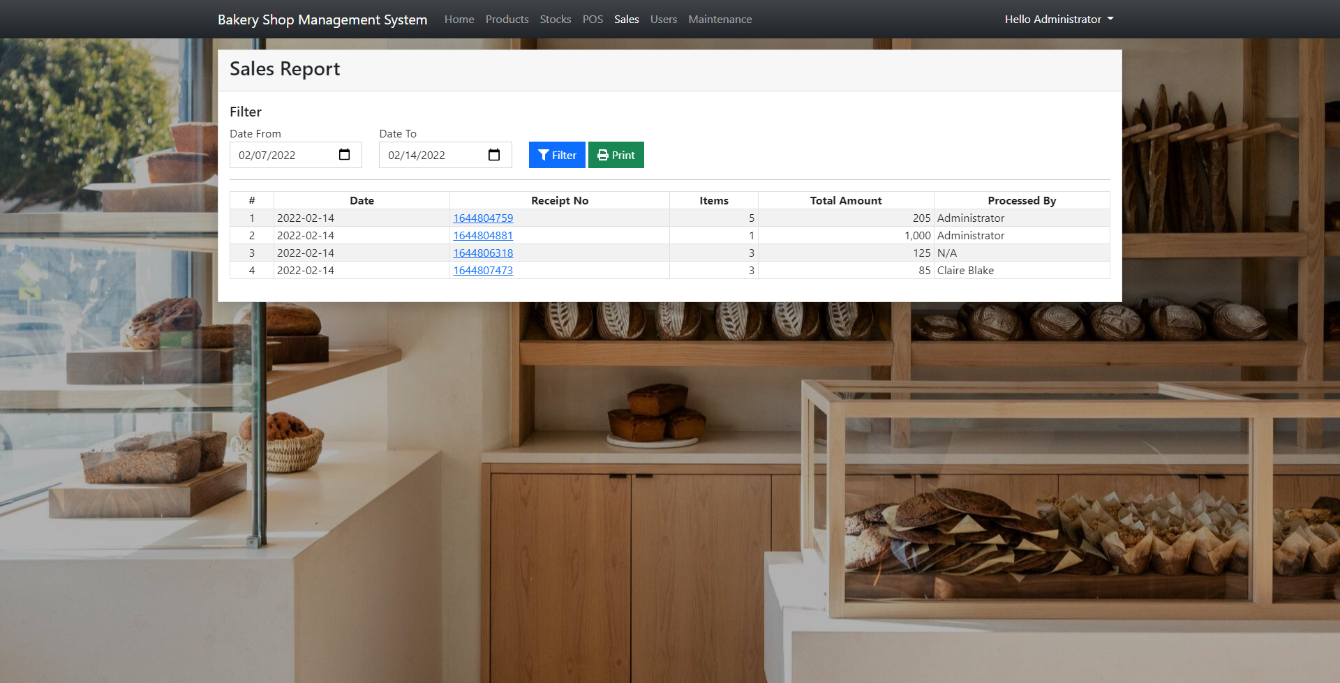 Bakery Shop Management System