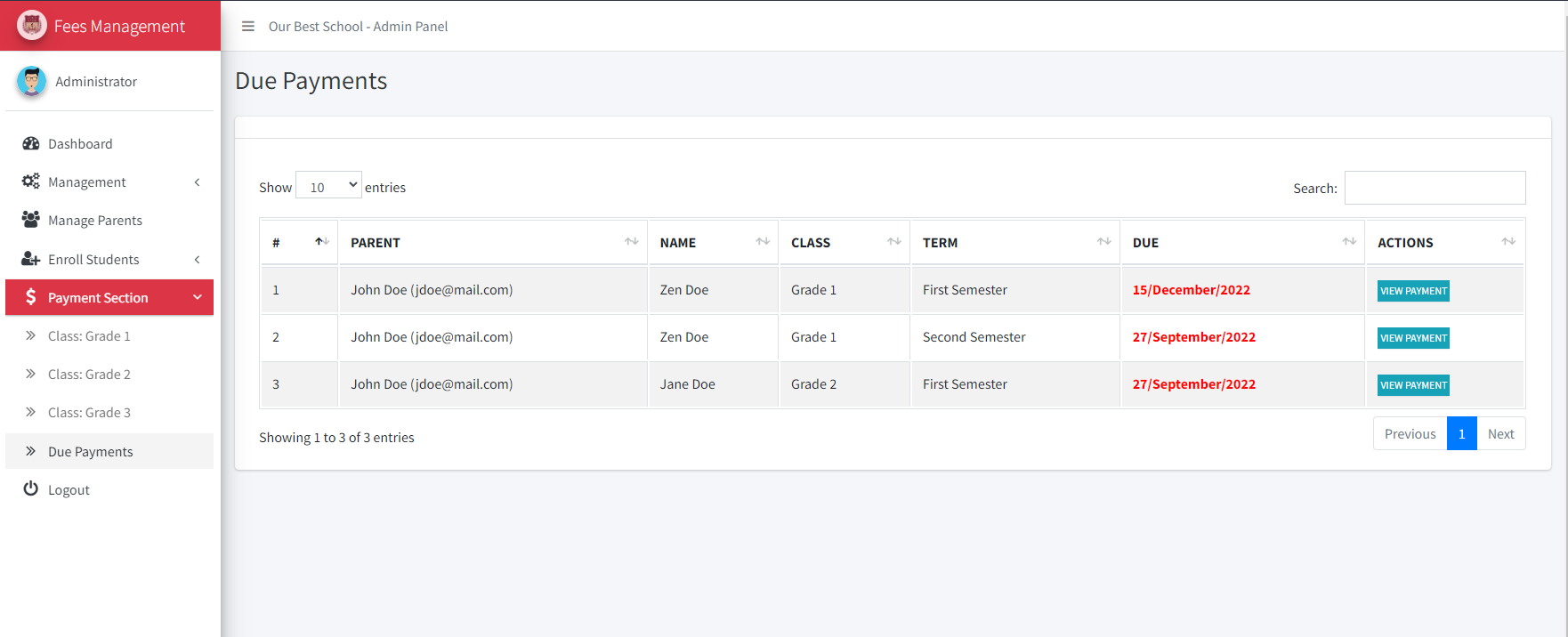 School Fees Management System