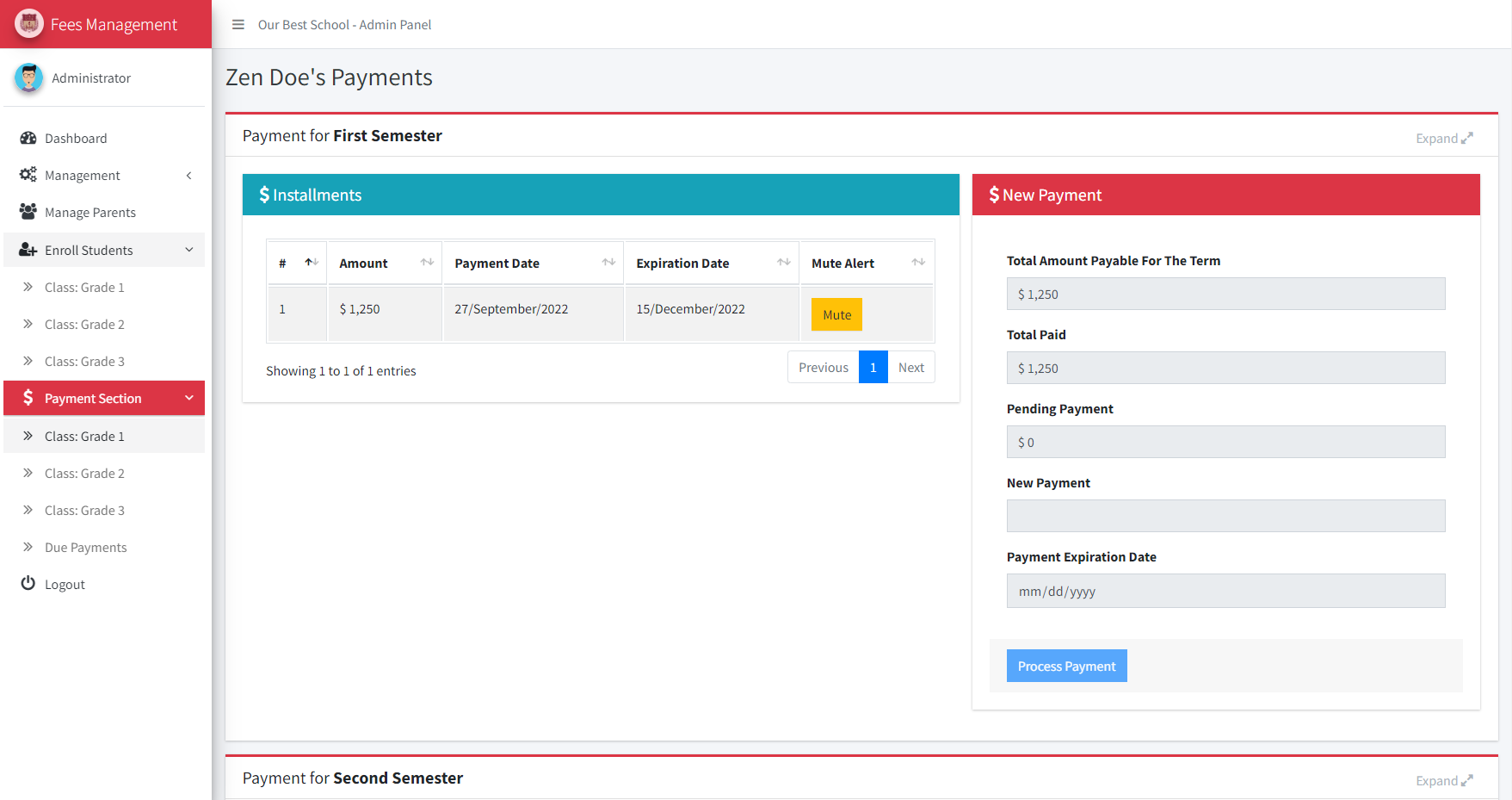 School Fees Management System