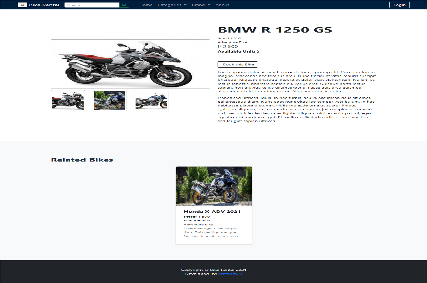 Online Motorcycle (Bike) Rental System