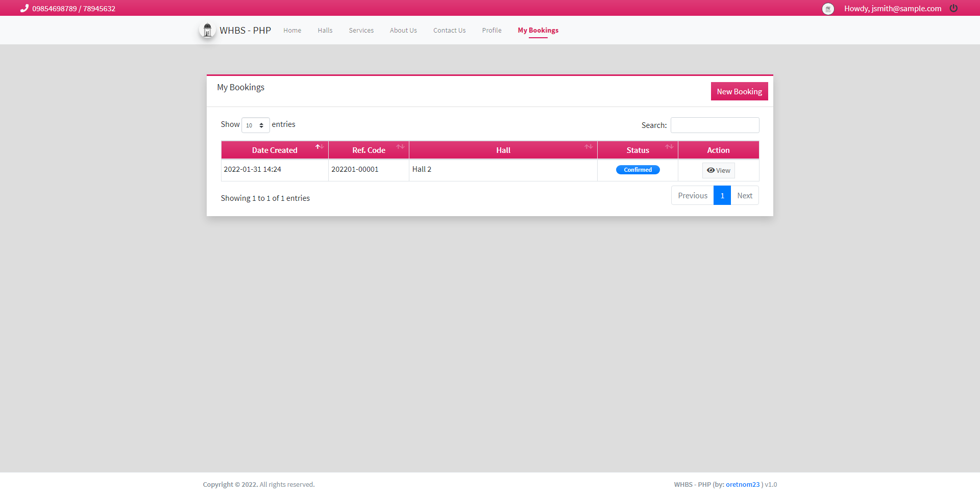 Wedding Hall Booking System