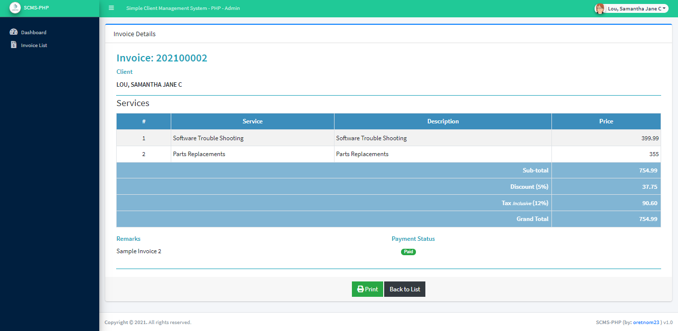 Simple Client Management System