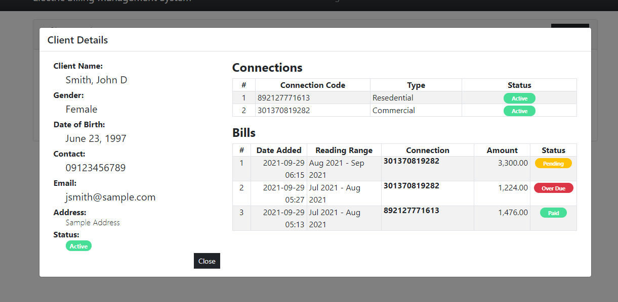 Electric Billing Management System