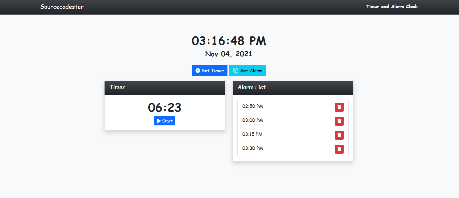 Alarm Clock and Timer Web Application