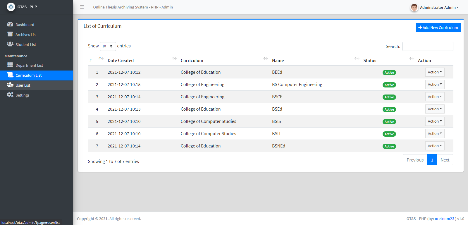 Online Thesis Archiving System