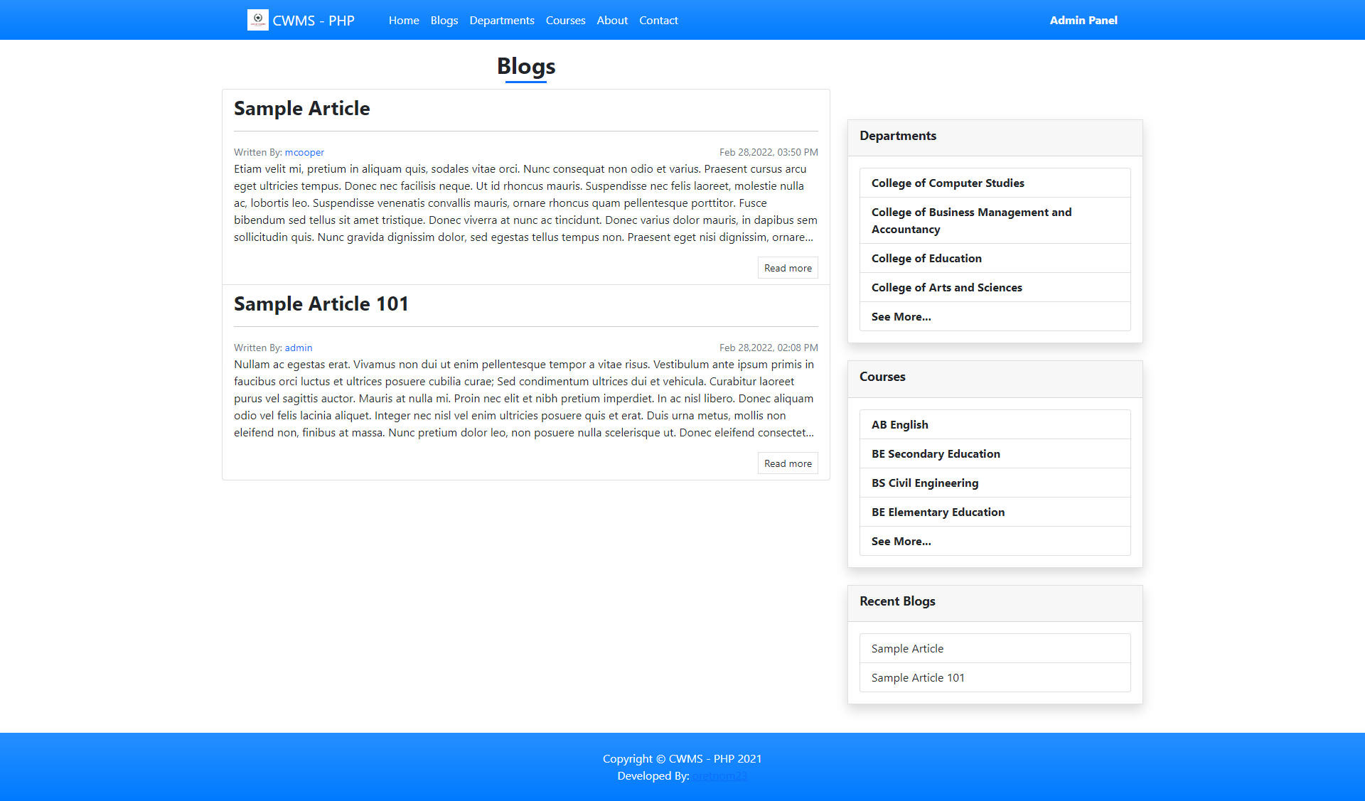 College Website Management System