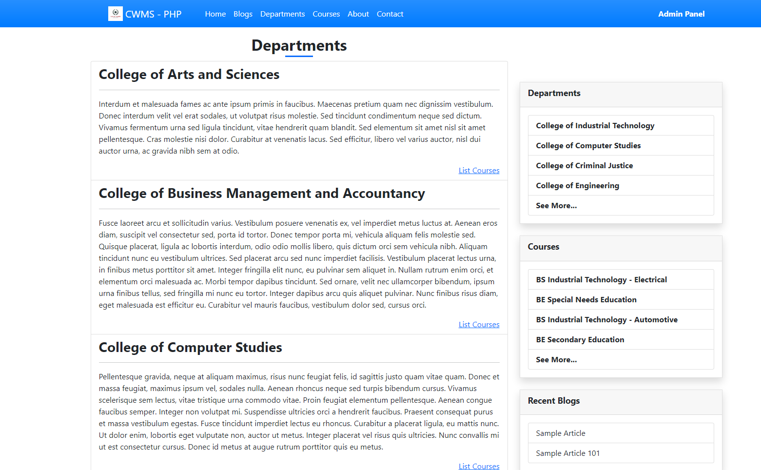 College Website Management System