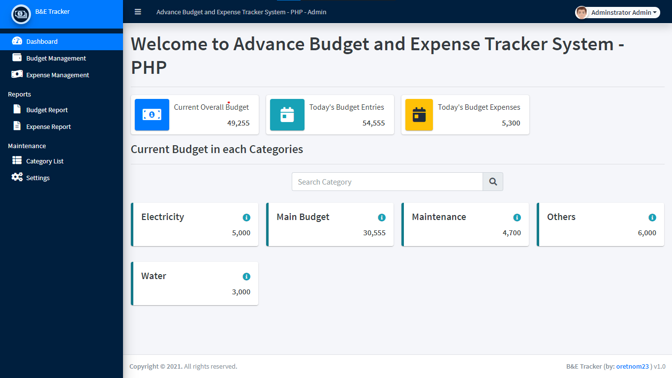 Budget and Expense Tracker System in PHP Free Source Code