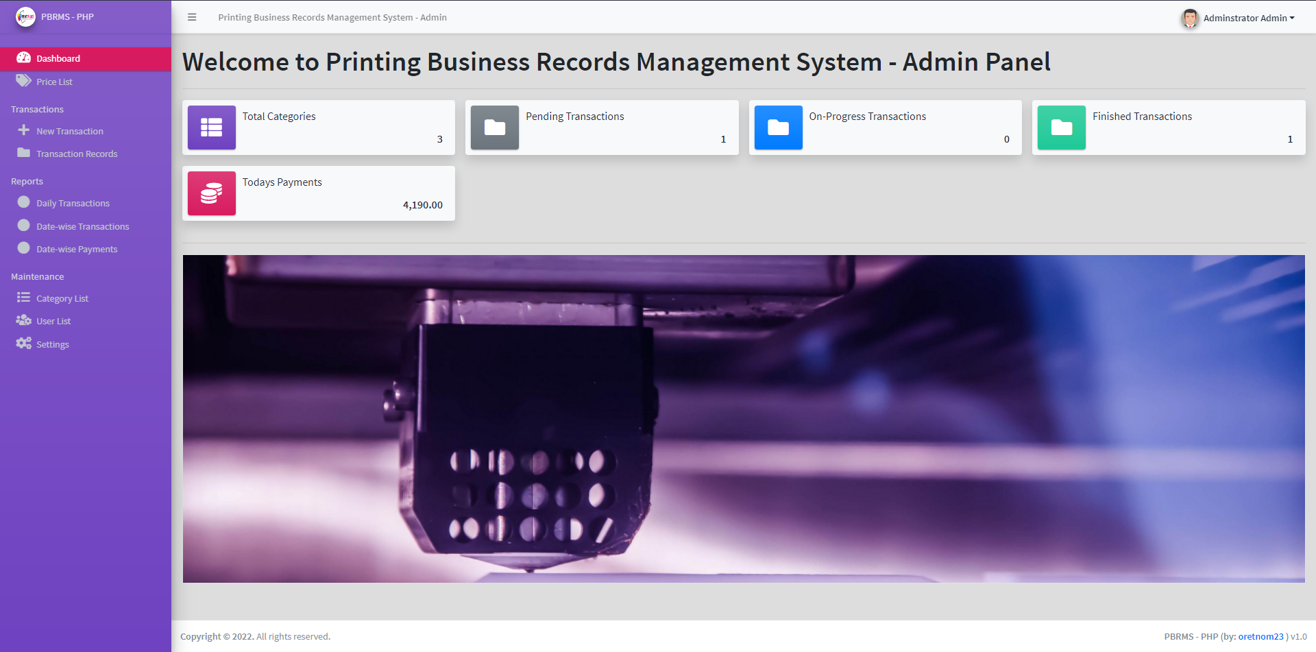 Printing Business Records Management System