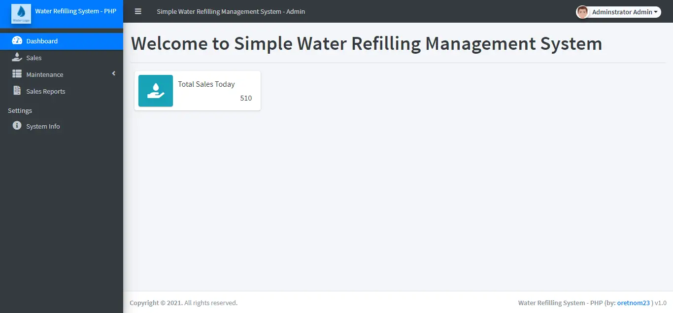 Simple Water Refilling Station Management System in PHP Free Source Code