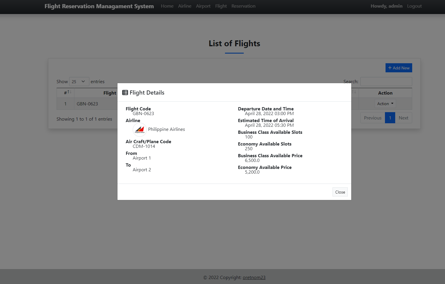 Flight Reservation Management System