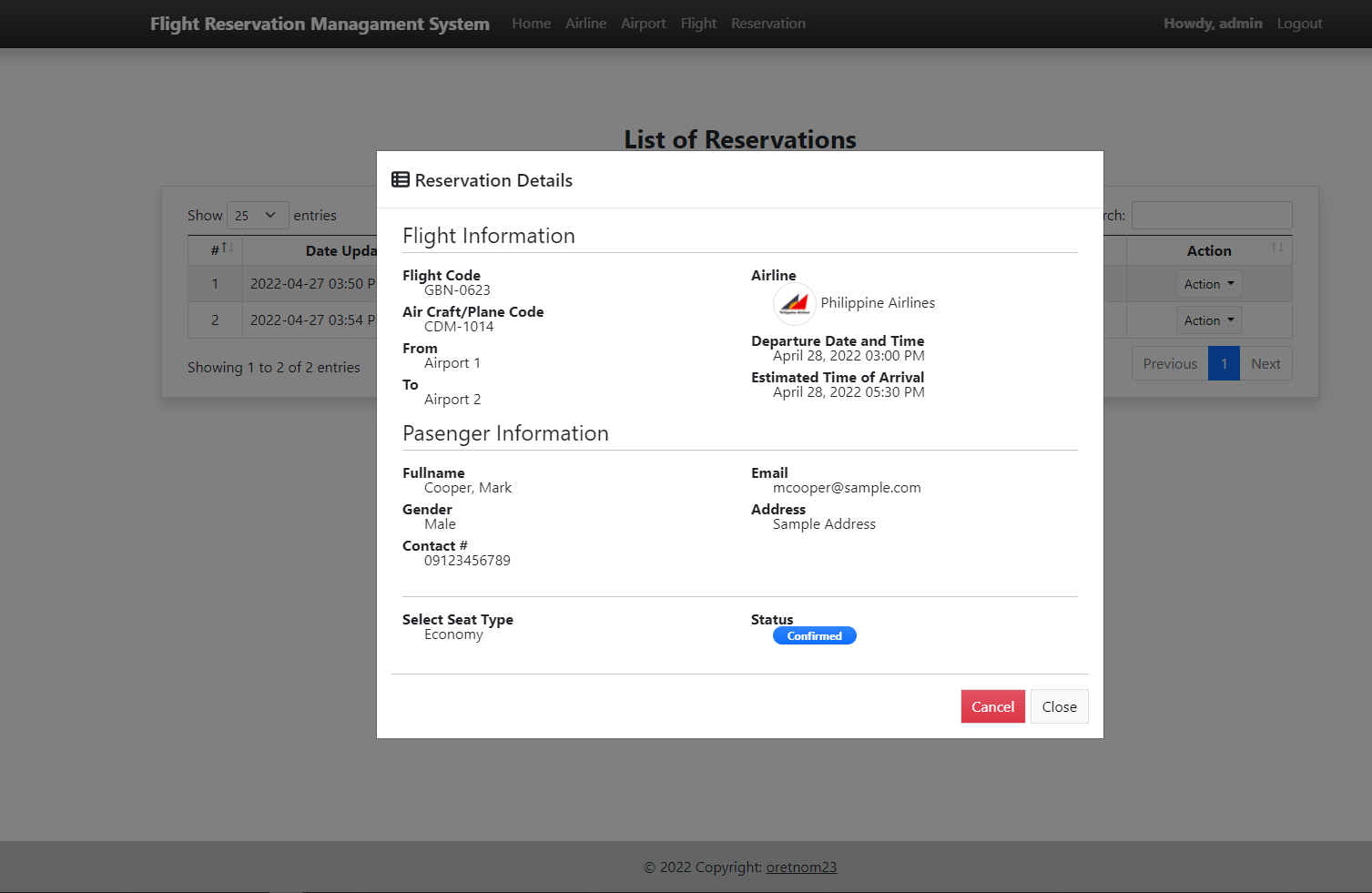 Flight Reservation Management System
