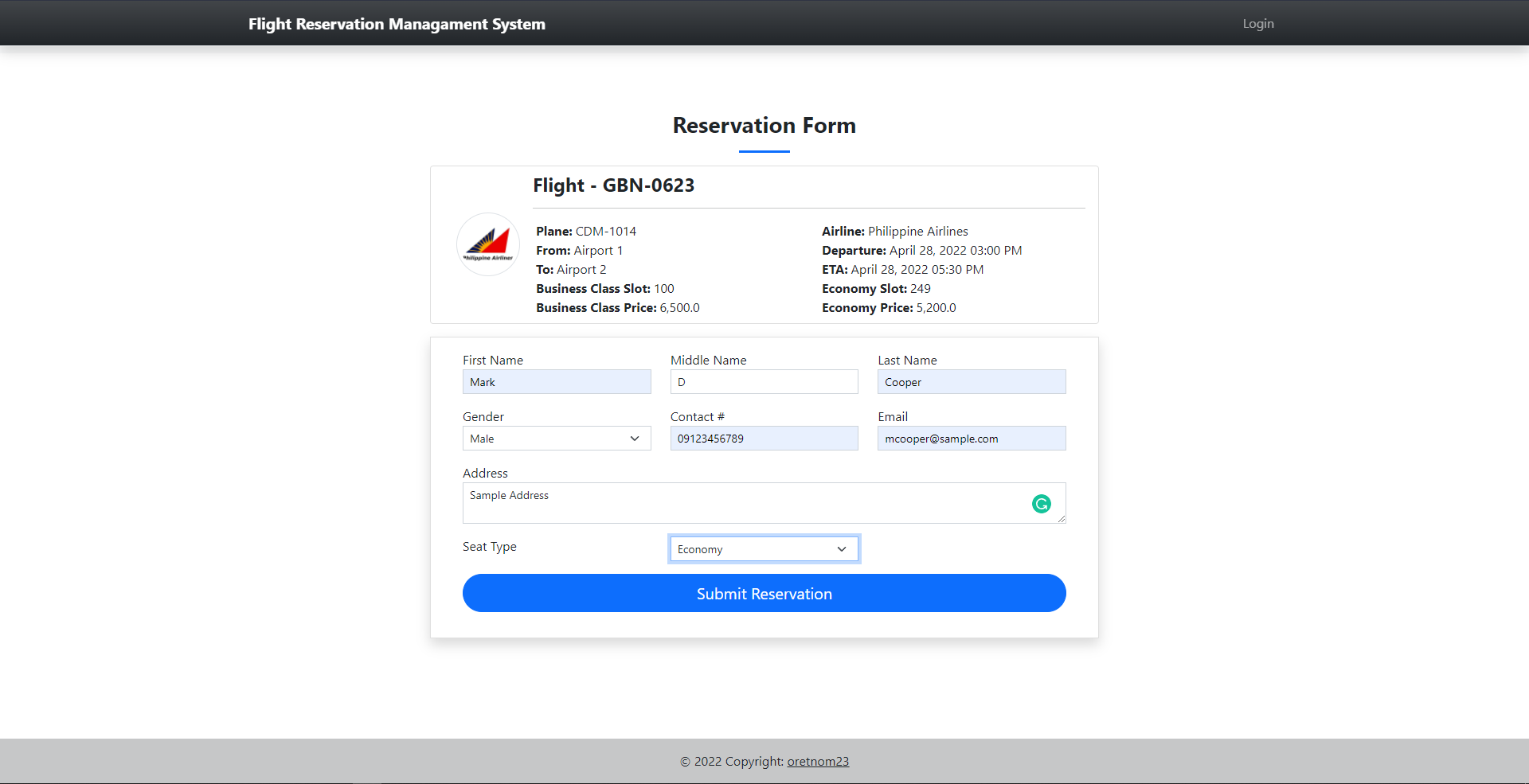Flight Reservation Management System