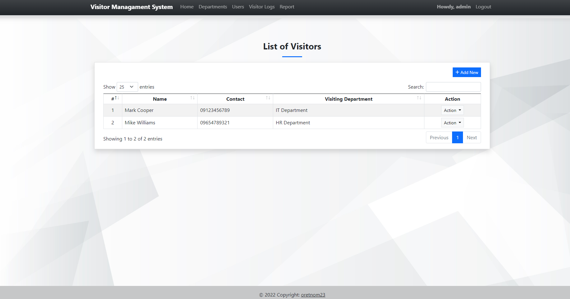 Company Visitor's Management System