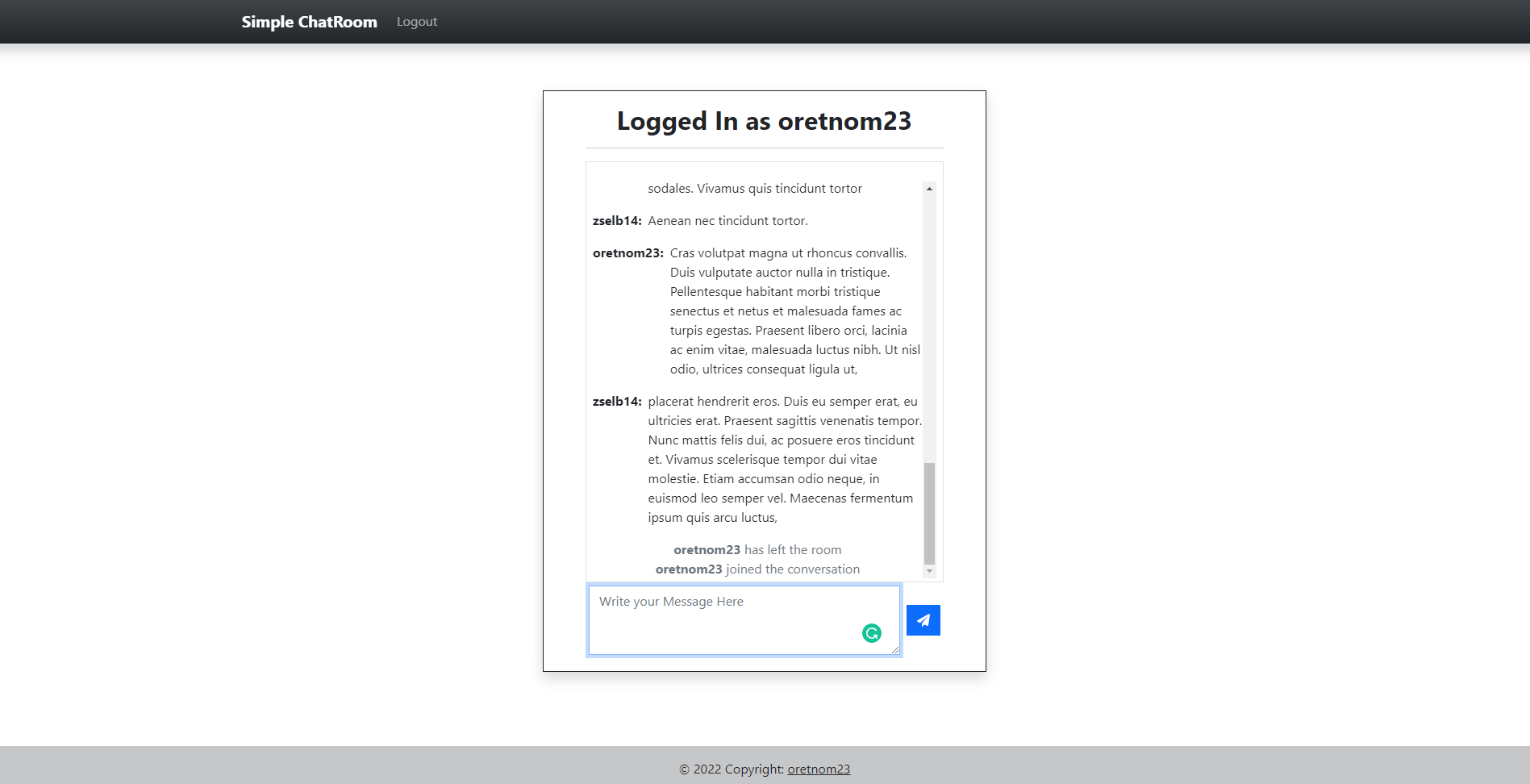 Simple Live Chat Room System
