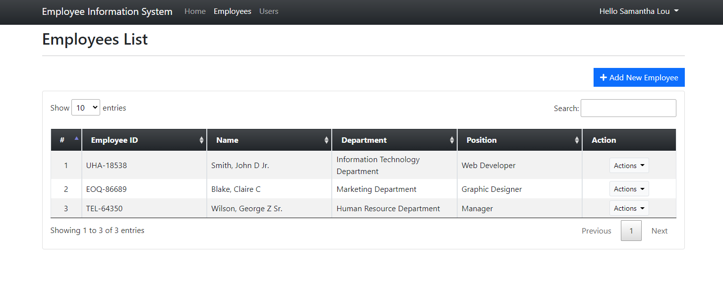 Simple Employees Information System