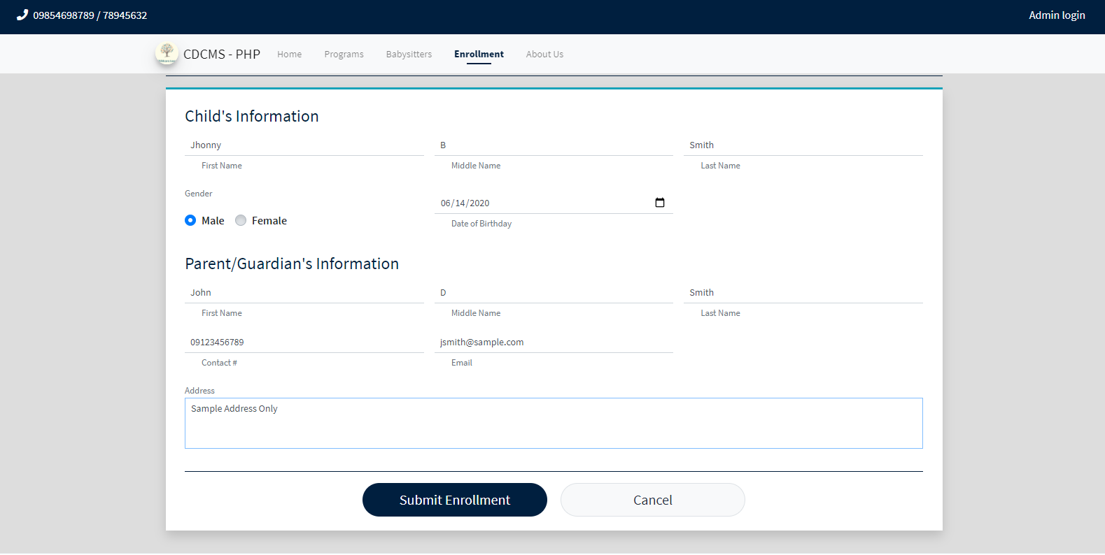 Child's Day Care Management System